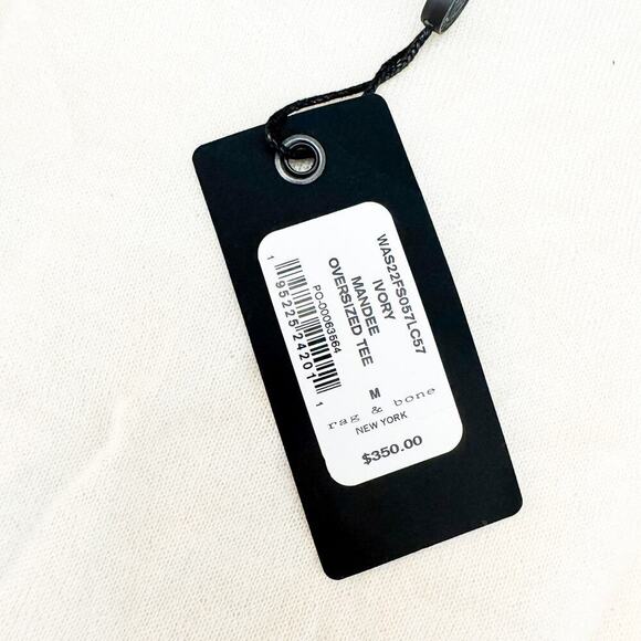 Rag & Bone Cashmere Mandee Oversize Tee Short Sleeve Cream Size M $350 NWT - Picture 4 of 7